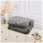 Luxury Greek Key Fleece Blanket - Charcoal/White - Image 7