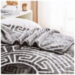 Luxury Greek Key Fleece Blanket - Charcoal/White - Image 4
