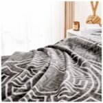 Luxury Greek Key Fleece Blanket - Charcoal/White - Image 5