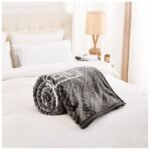 Luxury Greek Key Fleece Blanket - Charcoal/White - Image 6