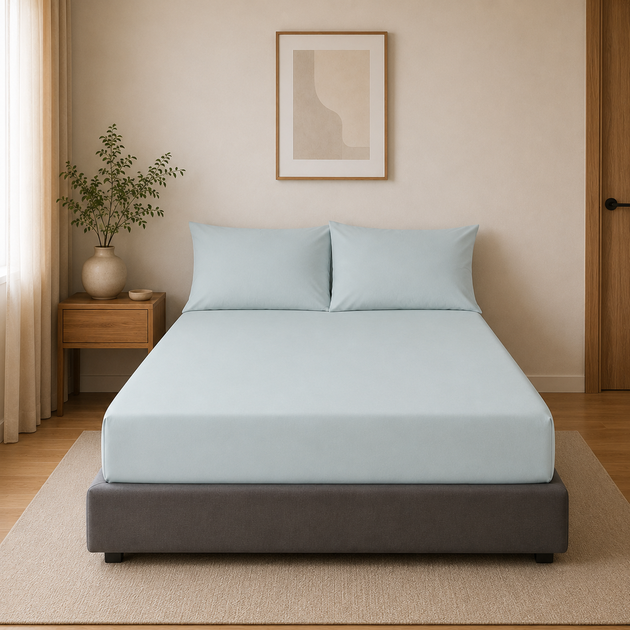 ChatGPT Image Aug 6, 2026, 03_37_31 PM Non Iron Extra Deep Fitted Sheet - Duck Egg