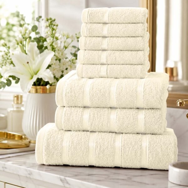 8 Piece Ultra Soft Cotton Towel Bale Set - Cream