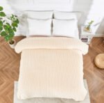 Luxury Ribbed Fleece Throw - Cream