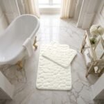 Luxury Pebbles Bathroom Mat 2 Piece - Cream
