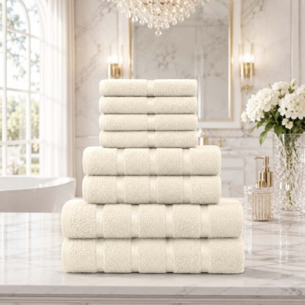 8 Piece Ultra Soft Cotton Towel Bale Set - Cream