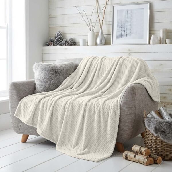 Popcorn Fleece Throw Blanket - Cream