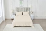 4 Piece Soft Plain Bed Sheet Set - Cream