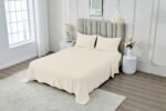4 Piece Soft Plain Bed Sheet Set - Cream