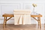 Luxury Ribbed Fleece Throw - Cream - Image 4