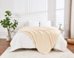 Luxury Ribbed Fleece Throw - Cream - Image 6