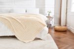 Luxury Ribbed Fleece Throw - Cream - Image 7
