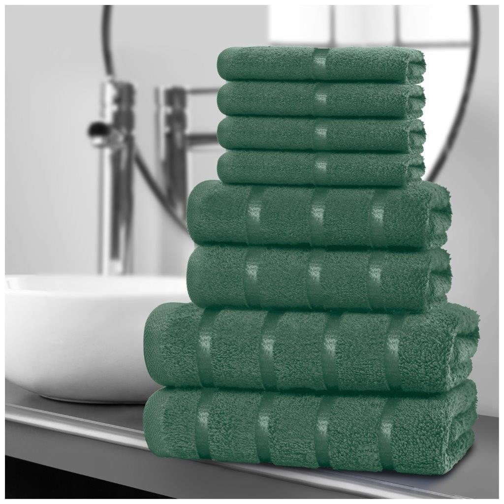 DARK_GREEN_696e1a7f773a4 8 Piece Ultra Soft Cotton Towel Bale Set - Dark Green