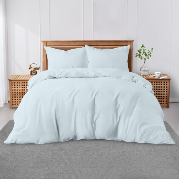 Luxury Plain Soft Duvet Cover Set - Sky Blue