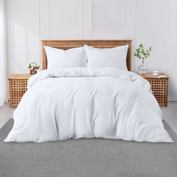 Luxury Plain Soft Duvet Cover Set - White