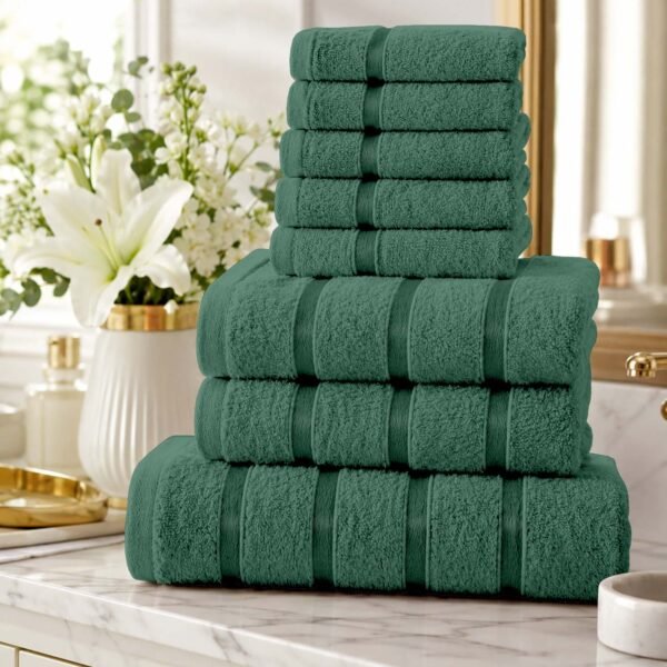 8 Piece Ultra Soft Cotton Towel Bale Set - Dark Green