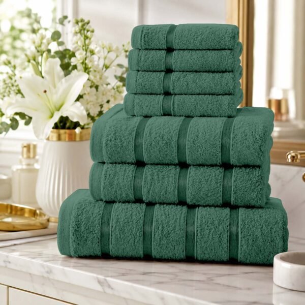 8 Piece Ultra Soft Cotton Towel Bale Set - Dark Green