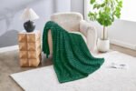 Luxury Ribbed Fleece Throw - Dark Green - Image 4