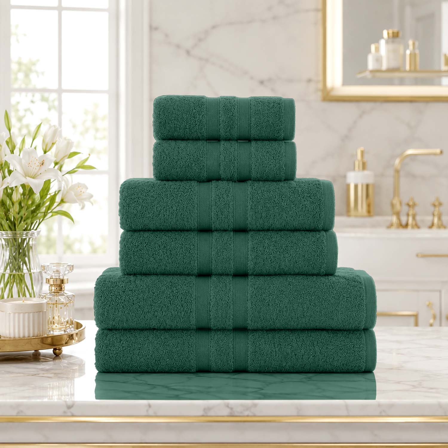 Dark Green 2 Super Soft Hotel Style Towel Set - Dark Green