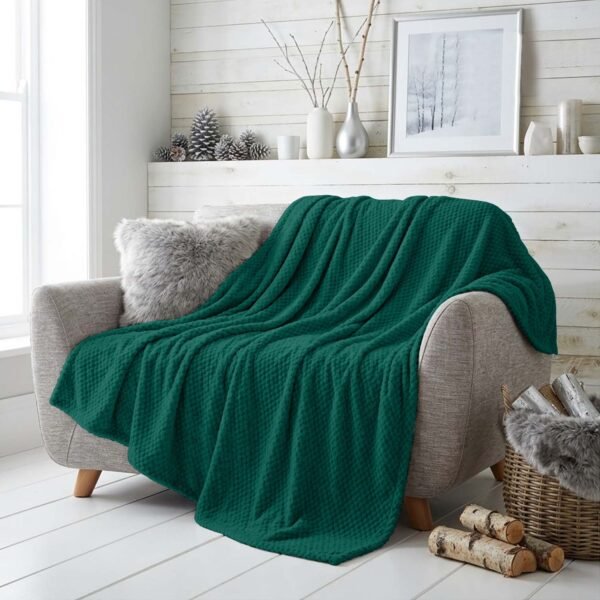 Popcorn Fleece Throw Blanket - Dark Green