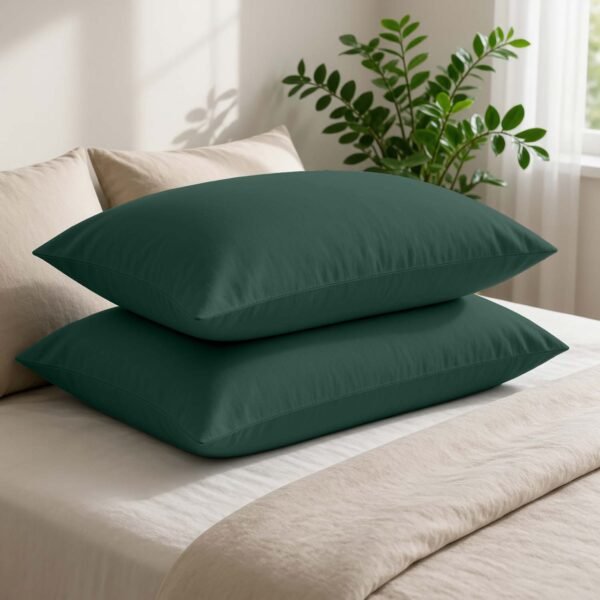 Super Soft Cosy Plain Pillowcase Set - Dark Green