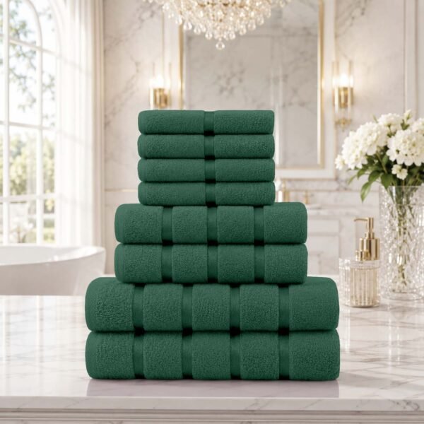 8 Piece Ultra Soft Cotton Towel Bale Set - Dark Green