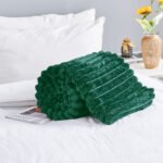 Luxury Ribbed Fleece Throw - Dark Green - Image 7