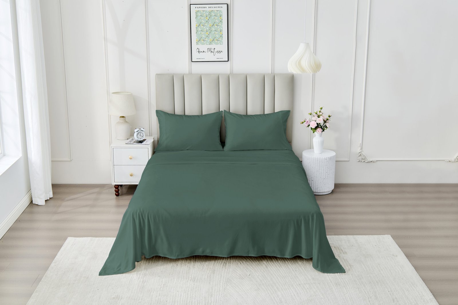 Dark Green (3) copy 4 Piece Soft Plain Bed Sheet Set - Dark Green