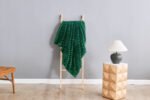 Luxury Ribbed Fleece Throw - Dark Green - Image 6