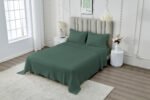 4 Piece Soft Plain Bed Sheet Set - Dark Green