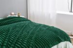 Luxury Ribbed Fleece Throw - Dark Green - Image 3