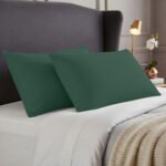 2 Pack Soft Plain Dyed Pillowcases - Dark Green