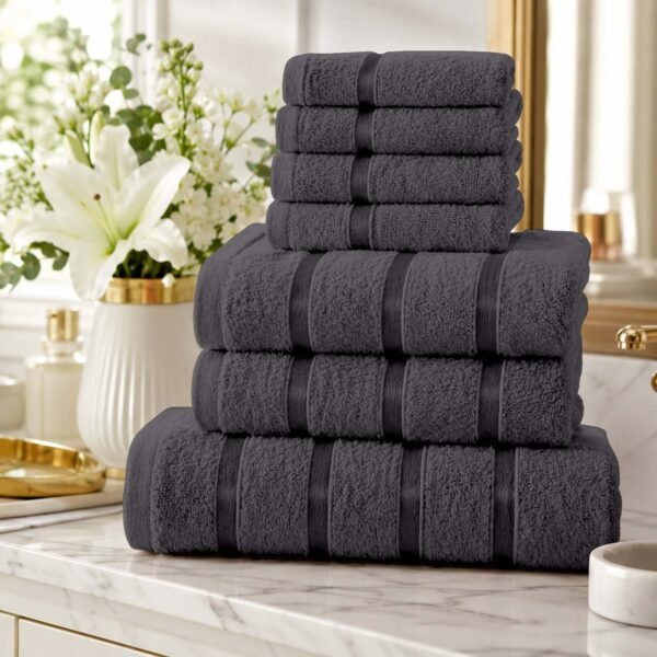 8 Piece Ultra Soft Cotton Towel Bale Set - Dark Grey