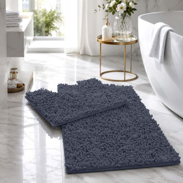 Extra Large Loop Bath Mat Set - Dark Grey