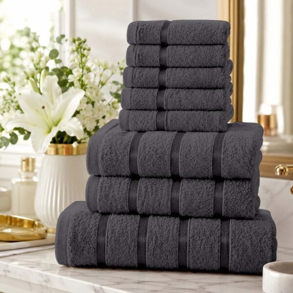 8 Piece Ultra Soft Cotton Towel Bale Set - Dark Grey
