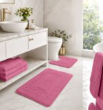 2-Piece Greek Bath Mat Set - Dark Pink