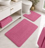 2-Piece Greek Bath Mat Set - Dark Pink