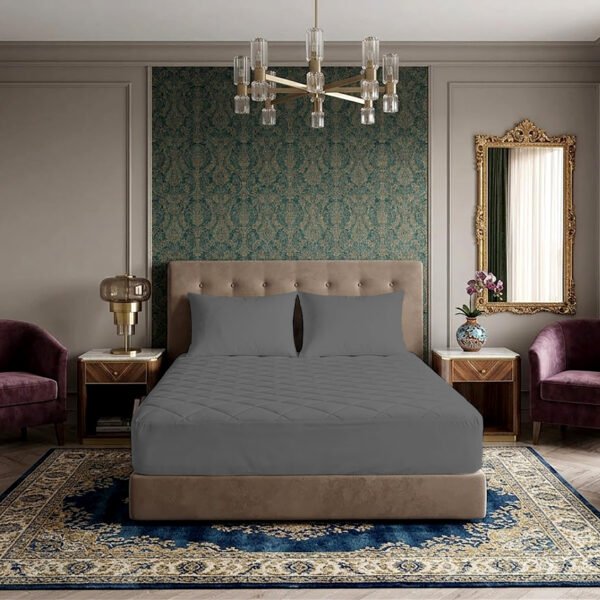 Deep Quilted Mattress Protector - Charcoal