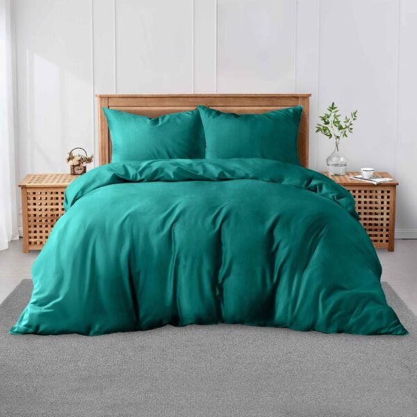 Luxury Plain Soft Duvet Cover Set - Deep Teal