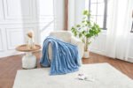 Luxury Ribbed Fleece Throw - Denim Blue - Image 9