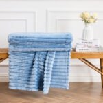 Luxury Ribbed Fleece Throw - Denim Blue - Image 4