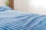Luxury Ribbed Fleece Throw - Denim Blue - Image 5