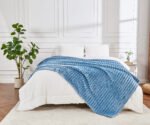 Luxury Ribbed Fleece Throw - Denim Blue - Image 6