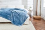 Luxury Ribbed Fleece Throw - Denim Blue - Image 7