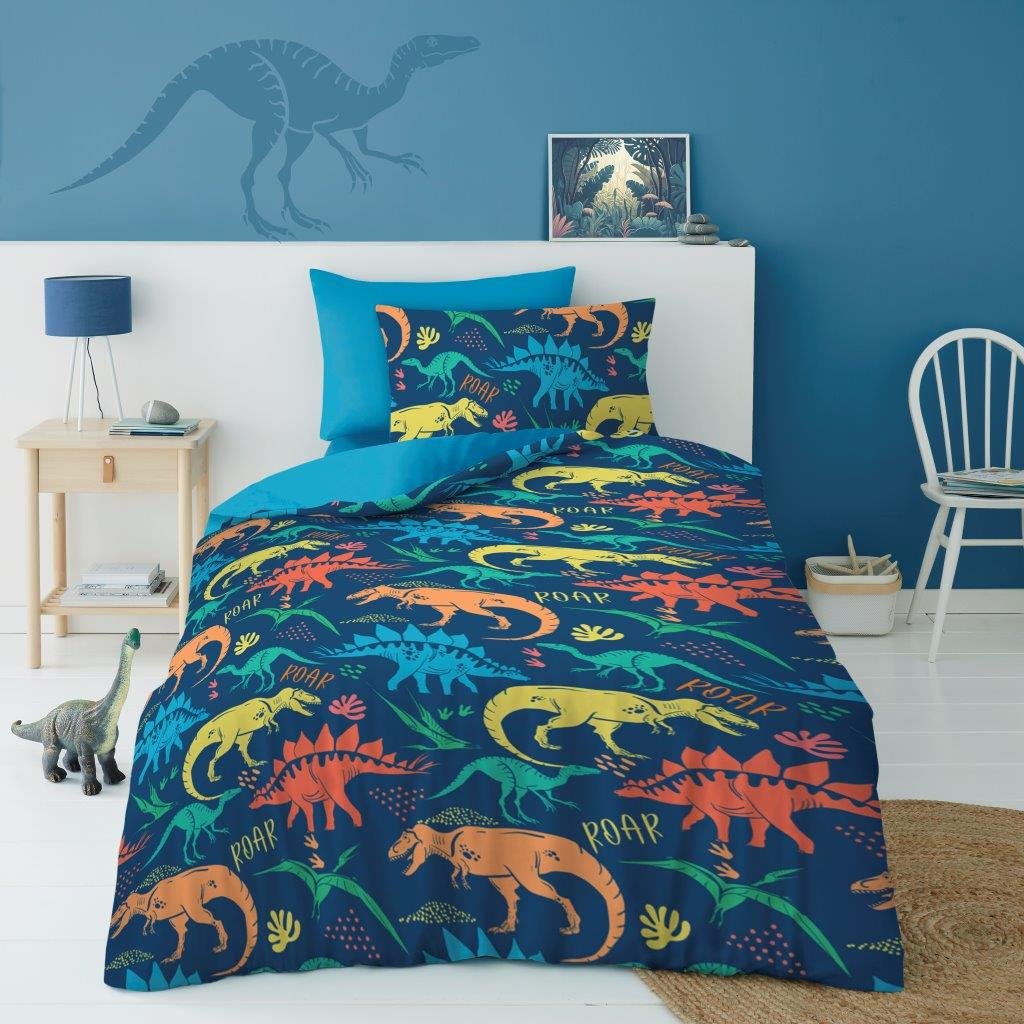 Colourful Dinosaur Kids Duvet Cover Set - Multi