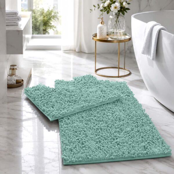 2Piece Loop Bath Mat Set - Duck Egg