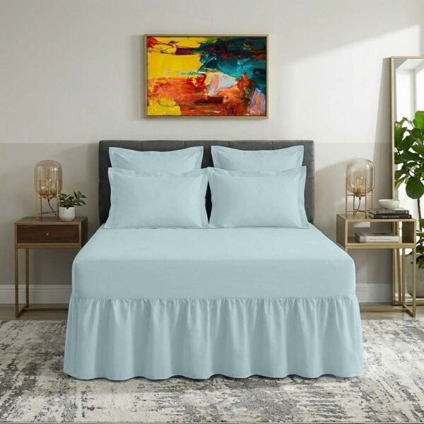 Plain Dyed Polycotton Valance Sheet - Duck Egg