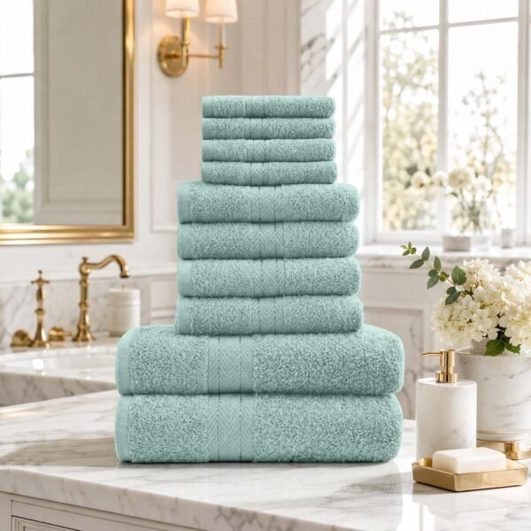 10 Piece Super Absorbent Towel Bale Set - Duck Egg