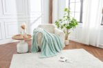 Luxury Ribbed Fleece Throw - Duck Egg - Image 9