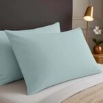 2 Pack Soft Plain Dyed Pillowcases - Duck Egg - Image 4