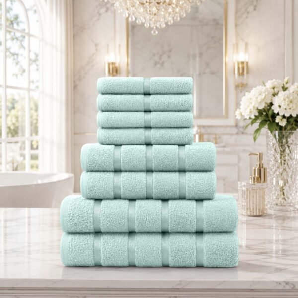 8 Piece Ultra Soft Cotton Towel Bale Set - Duck Egg